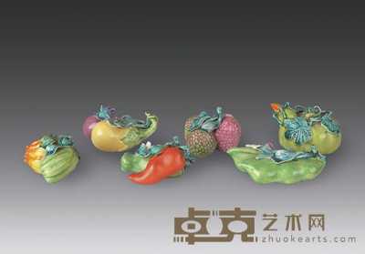 清同治 粉彩瓷塑瓜蔬饰件(一组) 7.5×6cm
